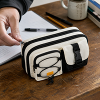 2025 New Large Capacity Canvas Pencil Case for Students, Multi-functional & Dirt-Resistant