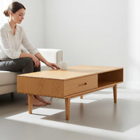 Minimalist Design Solid Wood Coffee Table Oak Tea Table for Small Apartment Dwellers