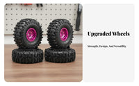 4 Pieces 11 Point 0 Inch Crawler Wheels High Grip Pattern 1/24 Scale Rock Crawler Tires RC Beadlock Wheel and Tire Set