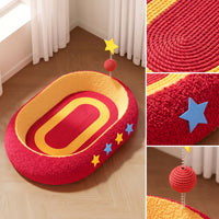 Cat Scratcher Bed with Ball Toy Nest-Shaped Cat Scratcher Bed Raisedborder Supply for Cats, Kittens, Living Room, Bedroom