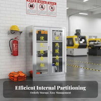Community Emergency Supply Cabinet Shock-Resistant-Resistant Stainless Metal Utility Cabinet Heavy Duty Metal Locker with Glass Doors for Factories