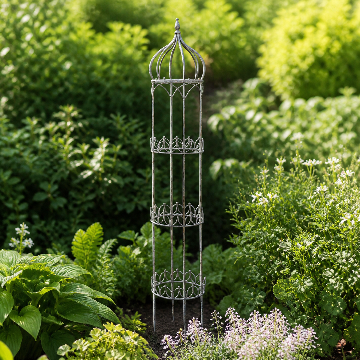 Garden Obelisk Trellis, Metal Plant Stand 81-110cm, Rust Brown Flower Stand for Climbing Plants, Weatherproof