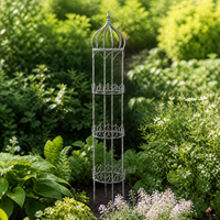 Garden Obelisk Trellis, Metal Plant Stand 81-110cm, Rust Brown Flower Stand for Climbing Plants, Weatherproof
