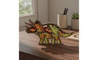 Hand Carved 3D Wooden Dinosaur Carving Multi-Layer Design Layered Wood Dinosaur Rustic Design Creature Figurine Creative Gift for Children, Office, Bedroom, Living Room