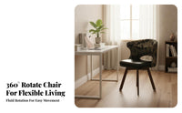Multi-Purpose Upholstered Swivel Stool with Cutout Back Ergonomic Design Rotating Armchair with Fixed Legs Curved-Back Backrest Desk Chair Anti-Slip Foot Pads for Home Office Workers, Students, Homeowners, Study Room, Bedroom, Vanity
