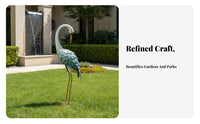 Iron Crane Statue Retro Design Metal Crane Statue Oversized Avian Yard Art Lifelike Design Metal Elegant Waterfowl Garden