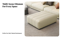 High-Density Foam Cushion Channel-Tufted Bench Versatile Use Channel Tufted Stool Long-Lasting Frame Footstool Stable Low-Silhouette Design for Homeowners, Interior Decorators, Living Room, Bedroom, Lounge Area, Entryway