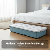 Flat Wheeled Bin with Lid Low height Design Under-Bed Organizer Large Capacity