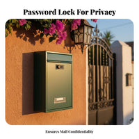 Wall-Mounted Mailbox Protected Mailbox with Lock Lockable Letterbox for Porch, Entryway