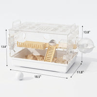 Large Hamster Cage Syrian Hamster Cage Acrylic Hamster Cage Villa, Wood and Acrylic Luxury Hamster Cage with Deep Bedding Base and Accessories