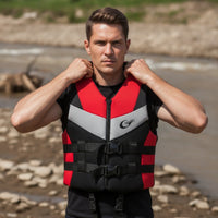 Adjustable Swim Vest with Zipper Secure Safety Vest with Straps Padded Life Jacket Quick-Dry for Swimmers, Surfing, Fishing