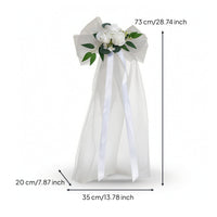 Romantic Artificial Flower Decoration with Veil Elegant Wedding Car Decoration Universal Decorations Easy-Install for Brides