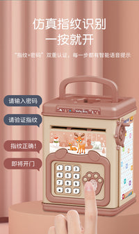 Cartoon Piggy Bank with Fingerprint Password for Kids