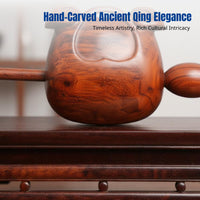 Rosewood Fish Gong, Small Portable Indian Red Sandalwood, Hand-Carved Buddhist Instrument for Home