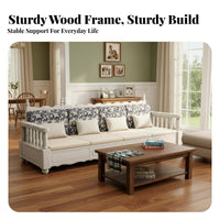 2 Pieces Fabric Couch and Armchair with Storage Creamy cream Color Sofa, Loveseat, and Armchair Set Space-Saving Living Room Furniture for Families