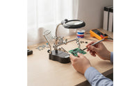 Soldering Helping Hands with Light Flexible Soldering Station with Weighted Lens Stand Hobbyists, Model Makers, Crafting