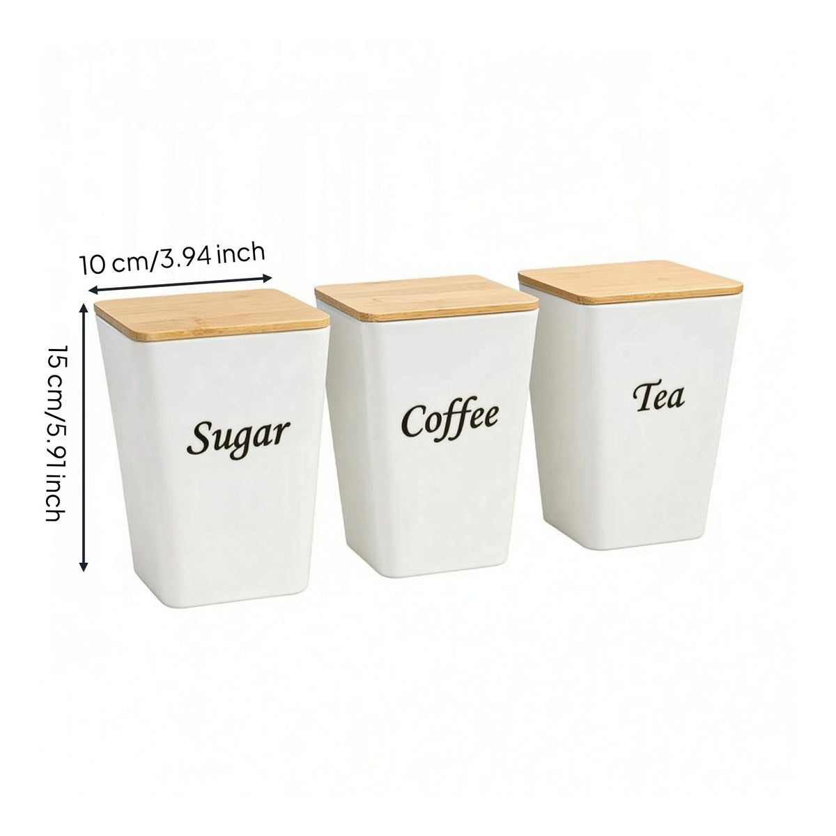 3 Pieces Kitchen Canister Set Dry Goods Bamboo Lid Canister Countertop Bamboo design Lid Tin