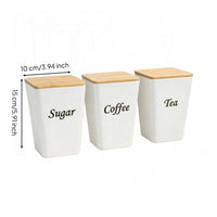 3 Pieces Kitchen Canister Set Dry Goods Bamboo Lid Canister Countertop Bamboo design Lid Tin