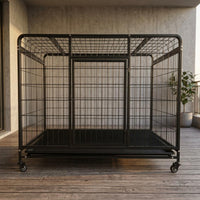 Metal Pet Cage Wheels Portable Pet Cage Square-Tube Frame