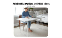 Minimalist Design Clear-Legged Wooden Table dense Wood Top Home Furniture Floating appearance Writing Desk Multi-Purpose for Decor admirers, Apartment Dwellers, Bedroom, Living Room, Entryway, Behind Sofa