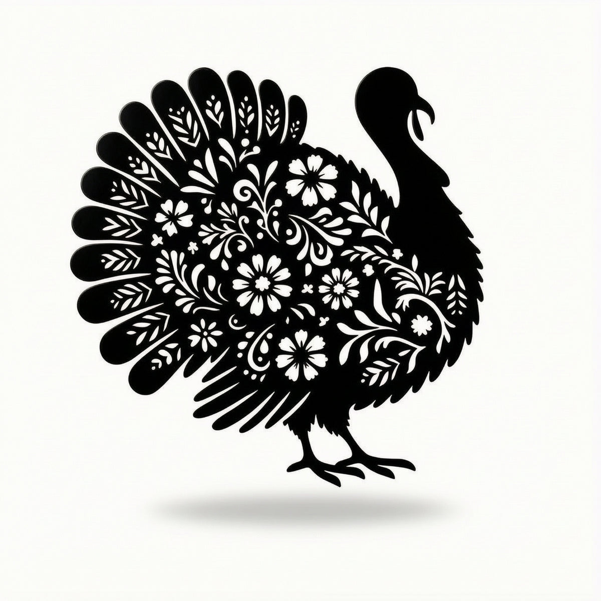 Turkey Metal Wall Art Floral Cutout Turkey Silhouette Wall Art Farmhouse Style for Autumn Harvest, Entryway, Dining Room
