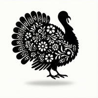 Turkey Metal Wall Art Floral Cutout Turkey Silhouette Wall Art Farmhouse Style for Autumn Harvest, Entryway, Dining Room