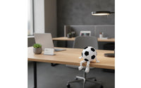 Stress Relief Sitting Soccer Ball Figurine Articulated Legs Desktop Soccer Decor Creative Design Football Character Ornament Sports Aesthetic for Children, Office, Car Dashboard, Bookshelf