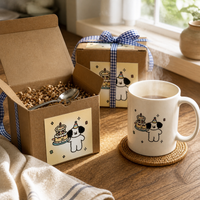 Cute Cartoon Puppy Birthday Cake Mug with Spoon, High Aesthetic Value, Home Gift for Festivals