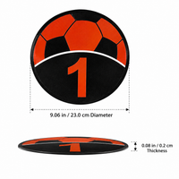 10 Number Training Discs, 20cm Football Training Discs, Agility Sports Marker Discs, Stackable Mixed Bright Colours for PE Equipment