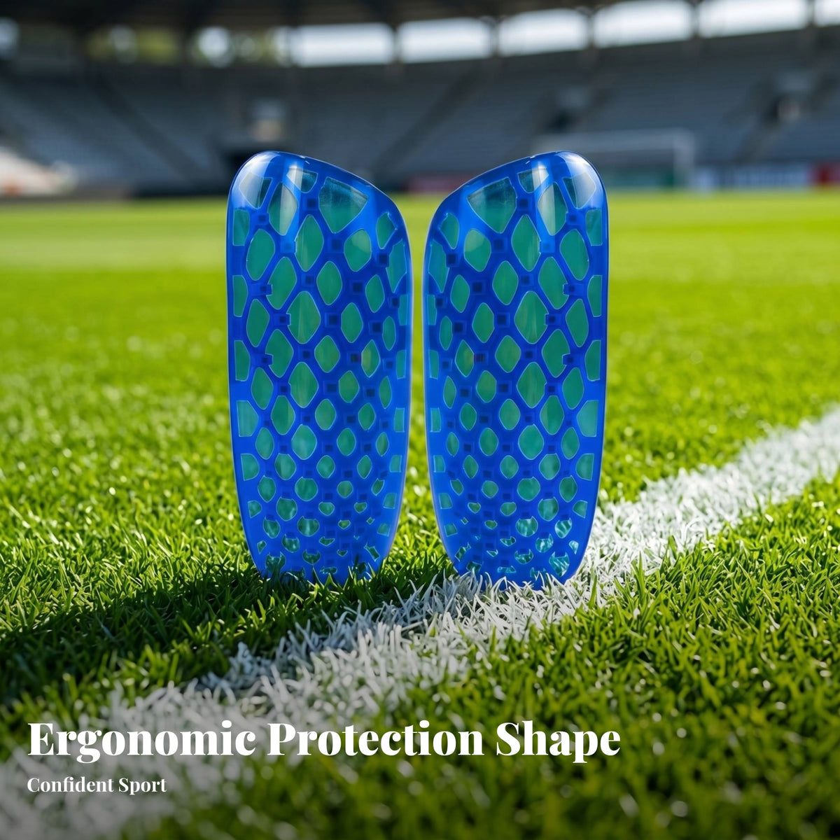 Honeycomb Grid Soccer Shin Guards Curved Shape Hard Shell Shin Guards