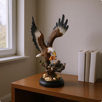Resin Eagle Figurine Painted Resin Eagle Sculpture Home Decor Freestanding House Decoration Tabletop Display for Living Room