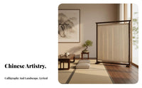 Zen Aesthetic Single-Panel Standing Screen Minimalist Design Room Divider Sturdy Frame Home Furnishing Opaque Textile for Tea Ceremony Enthusiasts, Meditation Practitioners, Bedroom, Entrance Hall, Studio Apartment, Restaurant