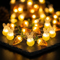 Hare Carrot Egg Lights Cute Design Hare Carrot Flexible Copper Wire Easter String for Kids, Parents, Bedroom, Mantel, Garden