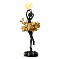 Ballerina Figurine with Glowing Sphere Elegant Ballerina Statue with Light Ballet Girl Figurine Decorative for Dance Lovers