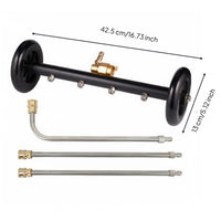 2-in-1 Undercarriage Cleaner Water Broom Changeable Spray Direction 16 Inch Water Broom Quick Connect 16 Inch Undercar Washer for Patio, Garage Floor