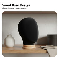 Velvet Hat Display Stand Versatile Velvet Display Head Elegant Design Wooden Base Hat Mannequin for Shop Owners, Retail Store, Closet Organization