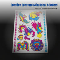 Feathered Creature Fluorescent Skin Decal Sticker, Halloween, Creative 3D Limb, Water Application, Party, Event