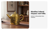 small Brass Teapot Ornament Curved Handle Fine Workmanship Home Decor