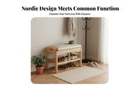 Multi-Functional 2-Tier Entryway Stool Space-Saving Shoe Rack Sturdy Construction Storage Bench polished Rounded Corners for Apartment Dwellers, homeowners, Hallway, Mudroom, Cloakroom, Living Room