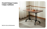 Vintage Design Cafe Table Sturdy Construction Solid Wood Eatery Table Wear Resistant Tabletop Home Furniture for Homeowners, Dessert Shop, Small Areas