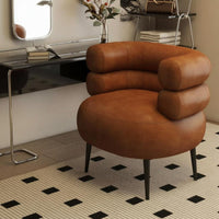 Soft and Comfortable Plush Barrel Chair High-Density Foam Cushion Vanity Stool Wide Seat Indoor Furniture Wavy Backrest Design for Homeowners, Adults, Students, Makeup Room, Dressing Area, Bedroom, Home Office