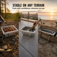 Portable Stainless Steel Folding Mini BBQ Grill with Charcoal Stove for Home Outdoor Camping
