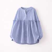 Shirts for Women UK with Ruffle Trim and Puff Sleeves, Oversized for Office and Business Casual, Button Front Blouse