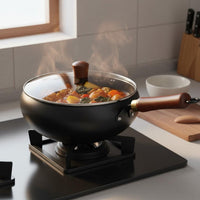 Flat Bottom Wok Pre-Seasoned Chinese Iron Wok Chinese Iron Pot Large Capacity Stir-Fry Pan Traditional Design