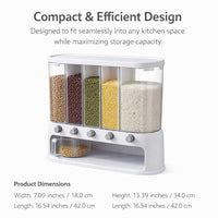 Rotating Grain Dispenser, Food Storage Container, Cereal Dispenser Box, Kitchen Organizer, 6 Compartment Storage, Japanese