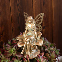 Garden Nymph Ornament Hand-Painted Look Winged Fairy Figurine Bright Colors Fairy Garden Sculpture
