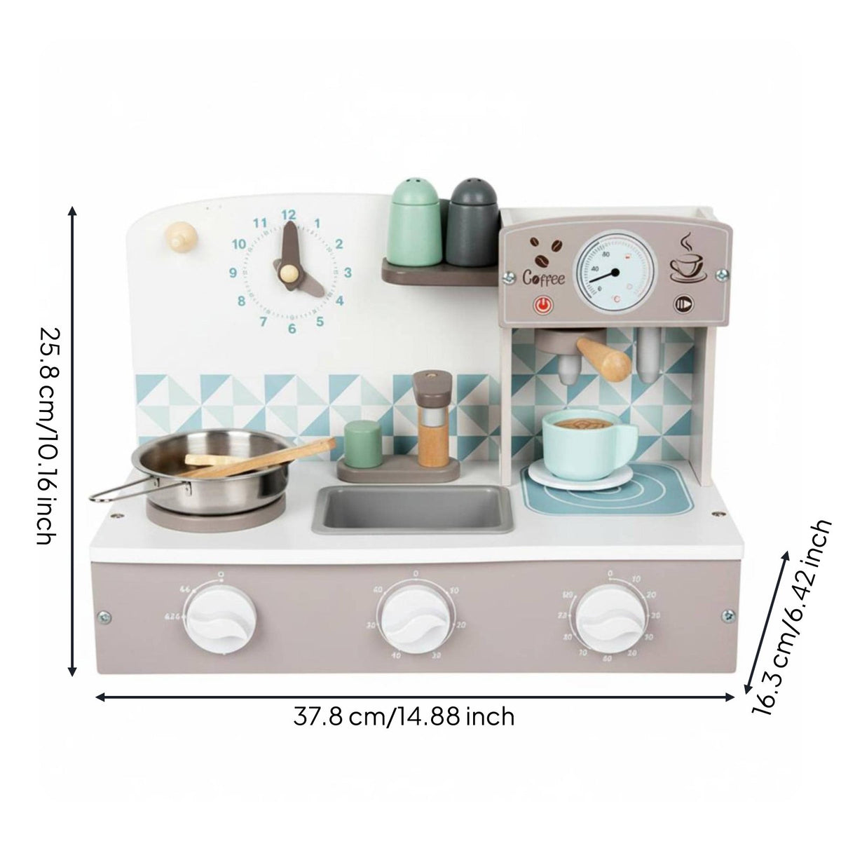 Kids Play Kitchen Coffee Machine Educational Role Pretend Coffee Shop Toy Realistic Design for Children, Preschoolers, Kindergarten, Daycare, Playroom