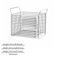 Ventilated Stainless Steel Wire Basket Silver Shiny Finish Handled Basket Raised Handles Household Storage Rectangular