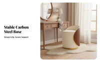 Light Luxury Design Round Low-Back Upholstered Stool Multipurpose Upholstered Dressing Seat Multifunctional Home Seating High-Density Cushion for Adults, Homeowners, Women, Living Room, Makeup Area, Bedroom, Entryway
