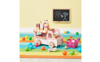 12 Pieces Wooden Ice Cream Stand Gift Idea Toy Ice Cream Truck Educational Dessert Vending Stand Toy for Girls, Kids, Playroom, Nursery
